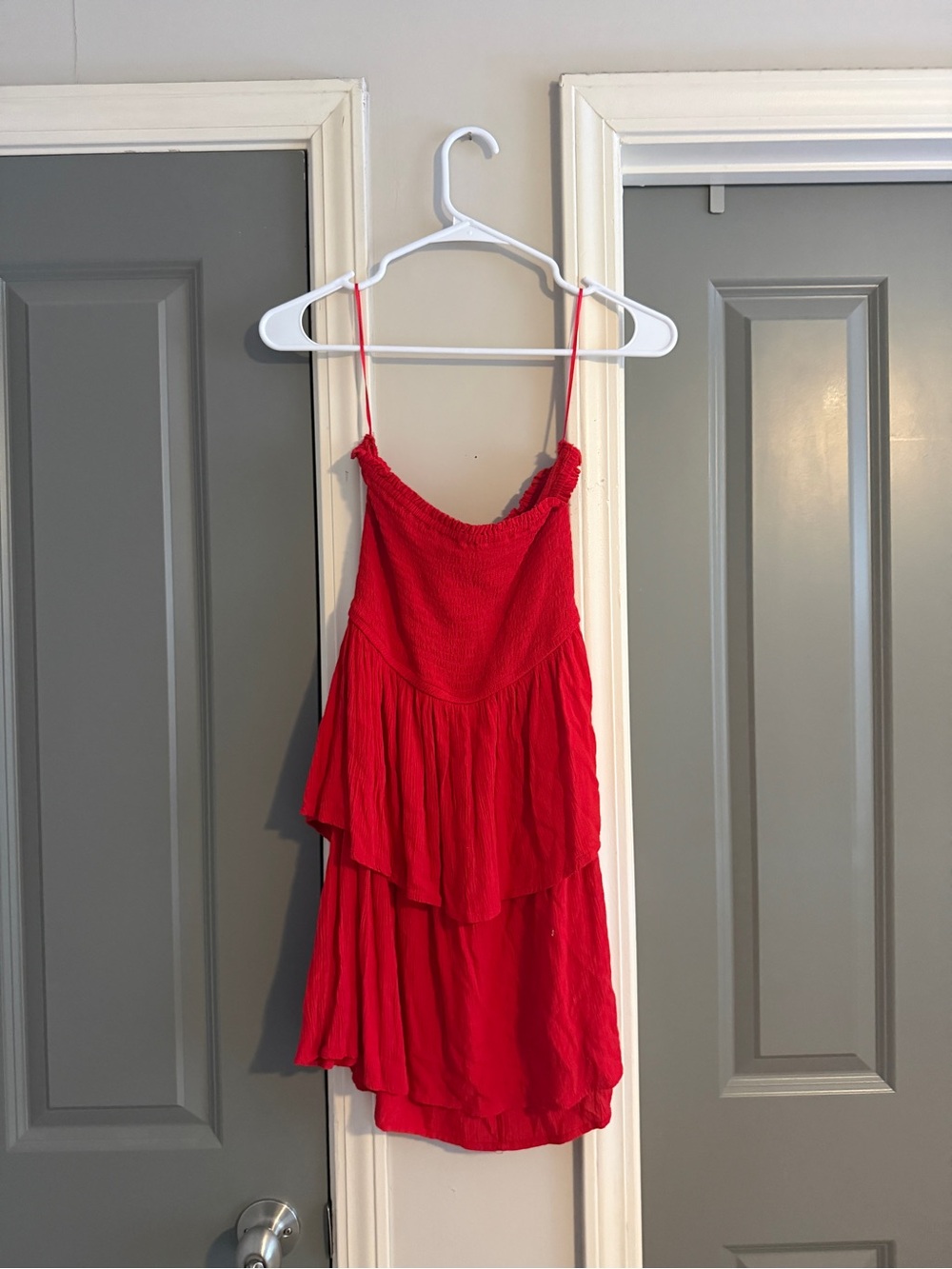 stradivarius Red Tiered Mini Dress